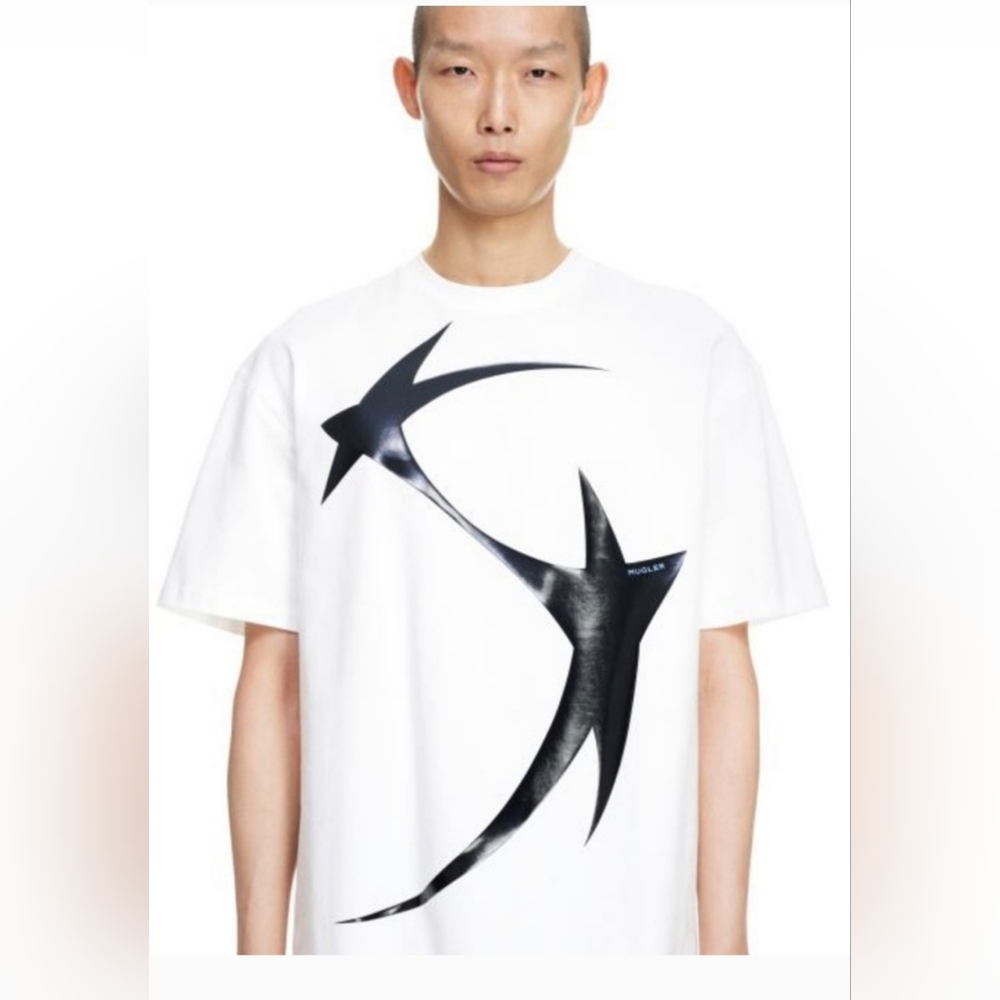 Mugler X H&M Star motif white oversized shirt